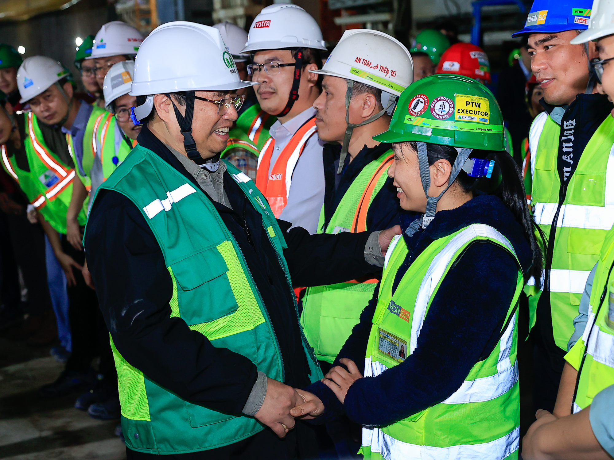 Thủ tướng Chính phủ Phạm Minh Chính kiểm tra công trường và chúc Tết cán bộ, kỹ sư, công nhân Dự án Tuyến đường sắt đô thị thí điểm của thành phố, đoạn Nhổn - Ga Hà Nội