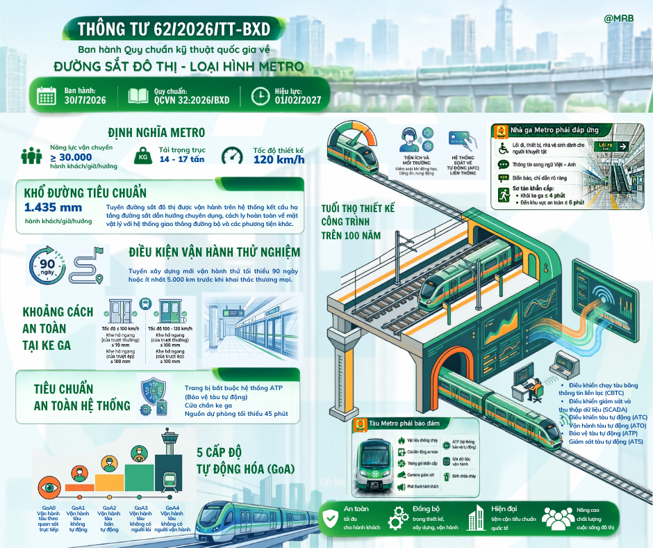 BỘ XÂY DỰNG BAN HÀNH QUY CHUẨN KỸ THUẬT QUỐC GIA VỀ ĐƯỜNG SẮT ĐÔ THỊ - LOẠI HÌNH METRO